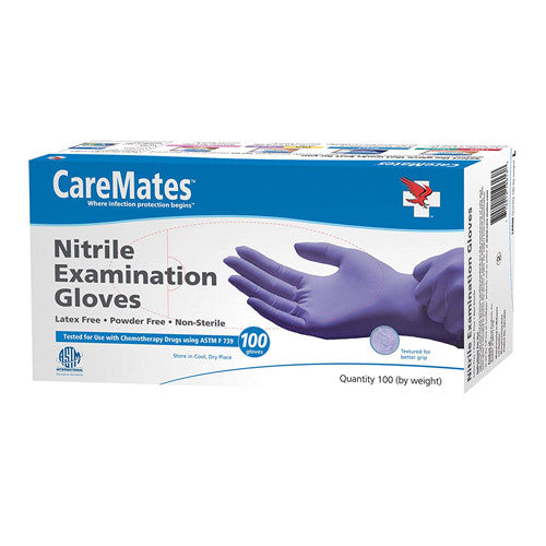 Caremates Nitrile Exam, Powder Free Glove, X-large, 100 Ea